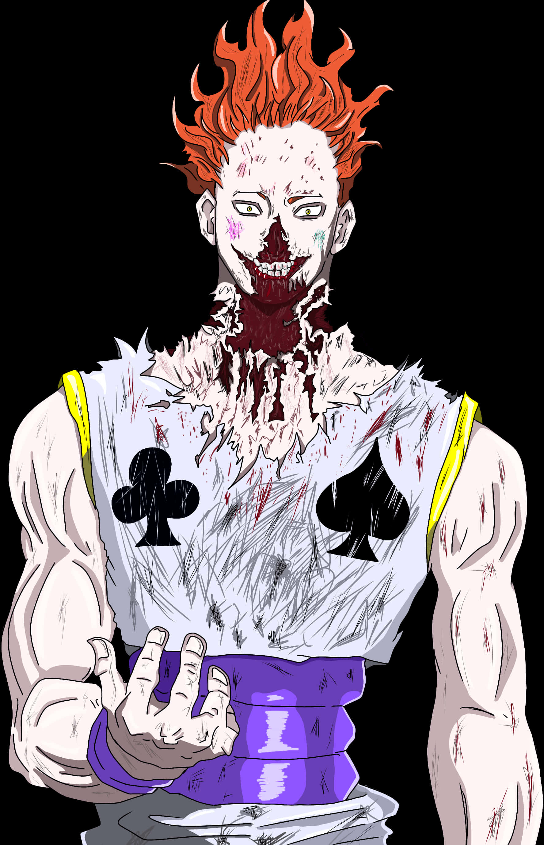 Hisoka Battle Damage Illustration PNG image