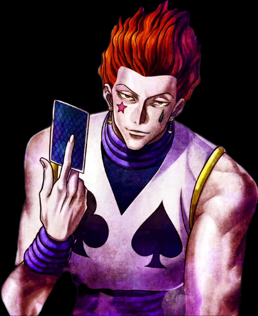 Hisoka Holding Playing Card PNG image