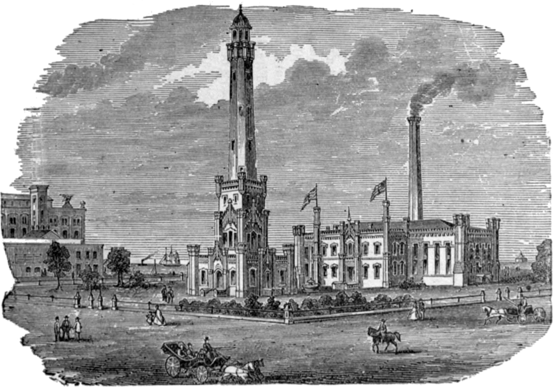 Historic Chicago Water Tower Illustration PNG image
