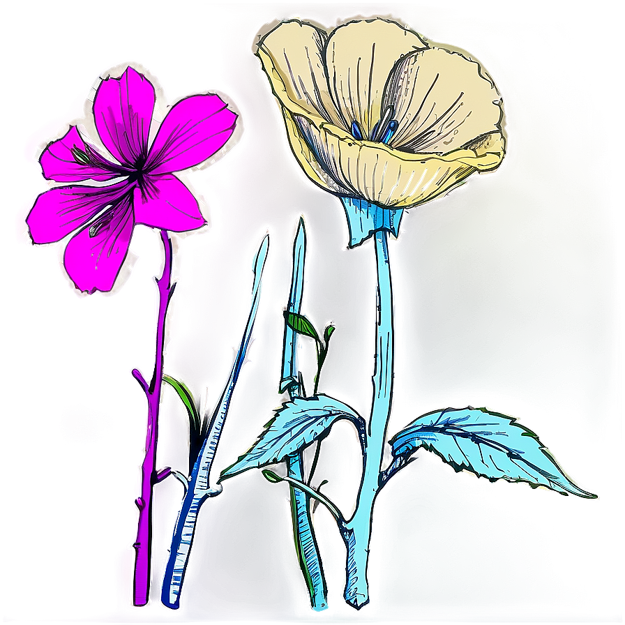 Historical Flower Sketch Png 21 PNG image