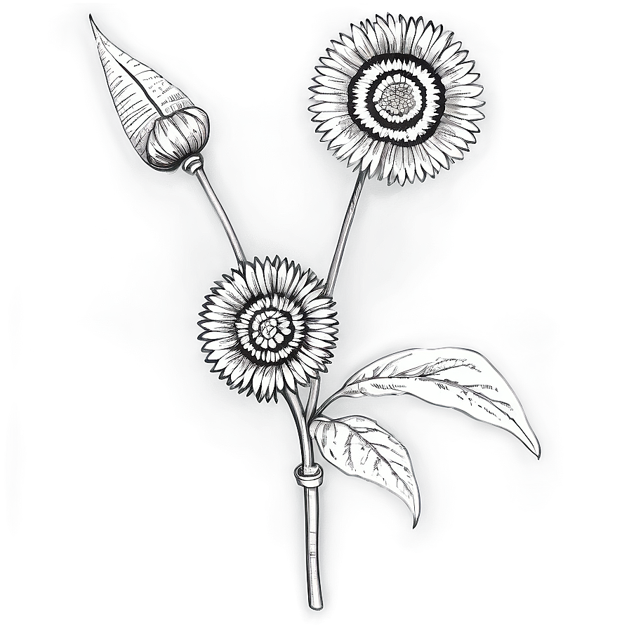 Historical Flower Sketch Png 35 PNG image