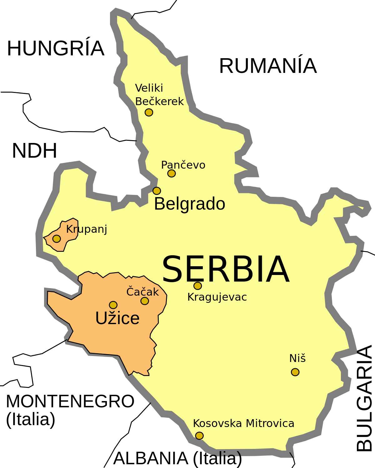 Historical Mapof Serbia During W W I I PNG image