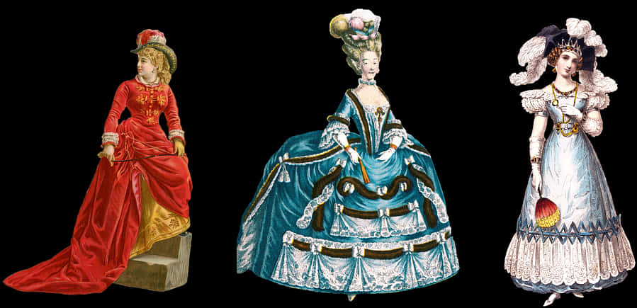 Historical Women Fashion Illustrations PNG image