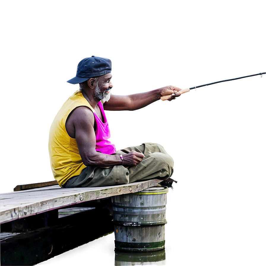 Hobo Fishing From Pier Png 06242024 PNG image