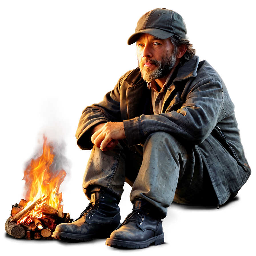 Hobo Resting By Fire Png 37 PNG image