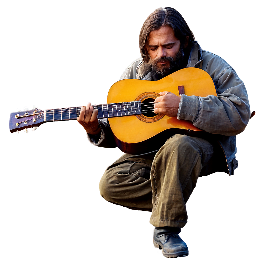 Hobo With Guitar Png 06242024 PNG image