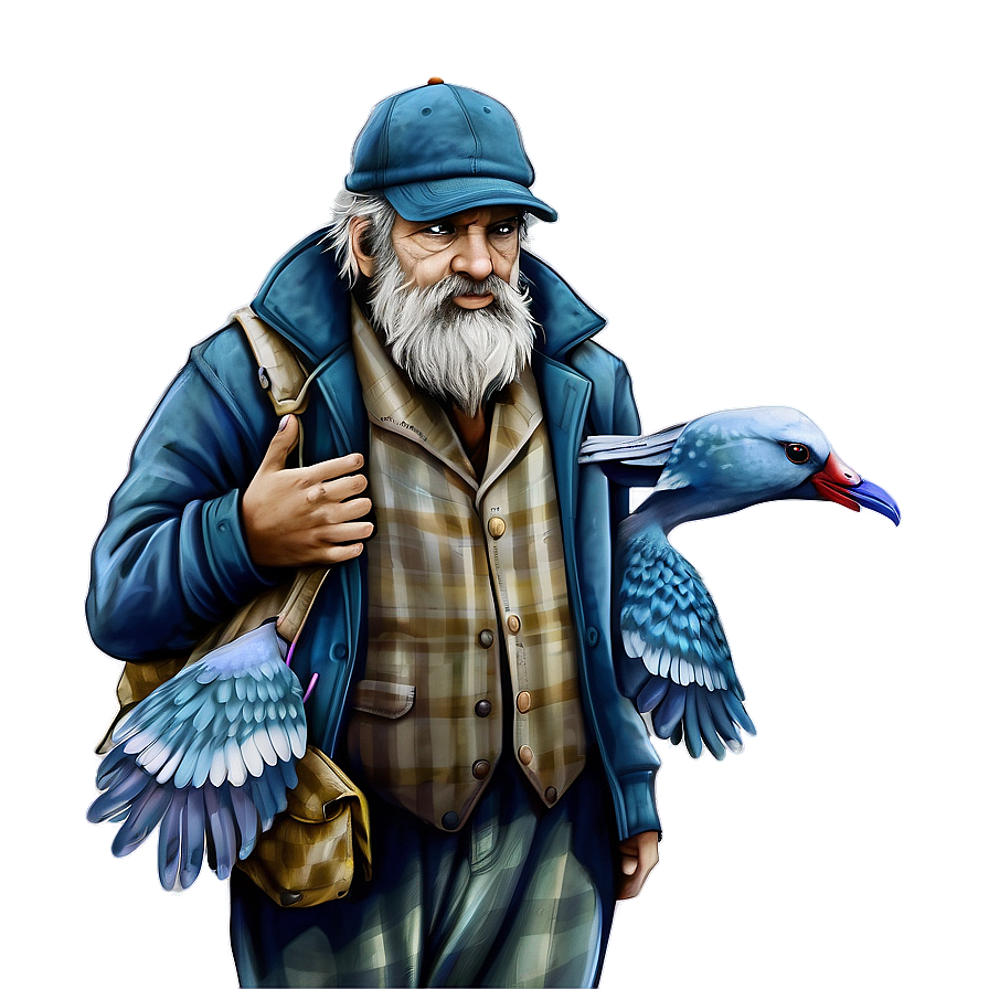 Hobo With Pigeons Png Icg PNG image