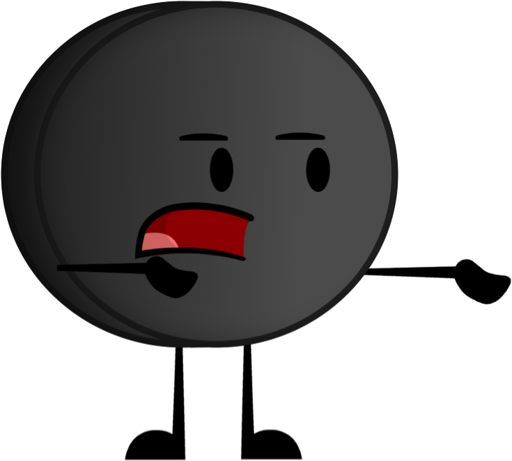 Hockey Puck Character Displeased PNG image