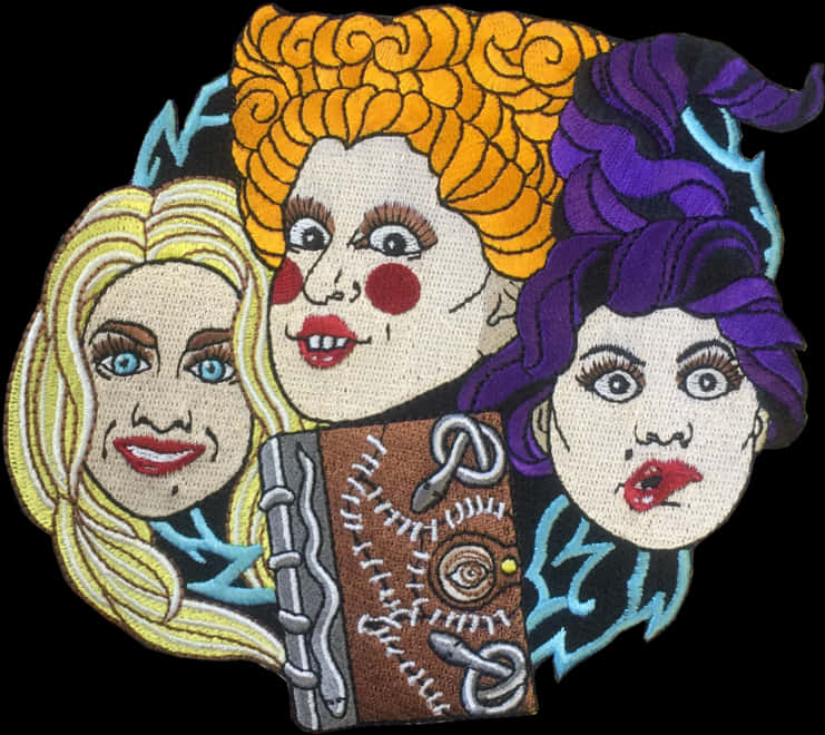 Hocus Pocus Sanderson Sisters Embroidery PNG image