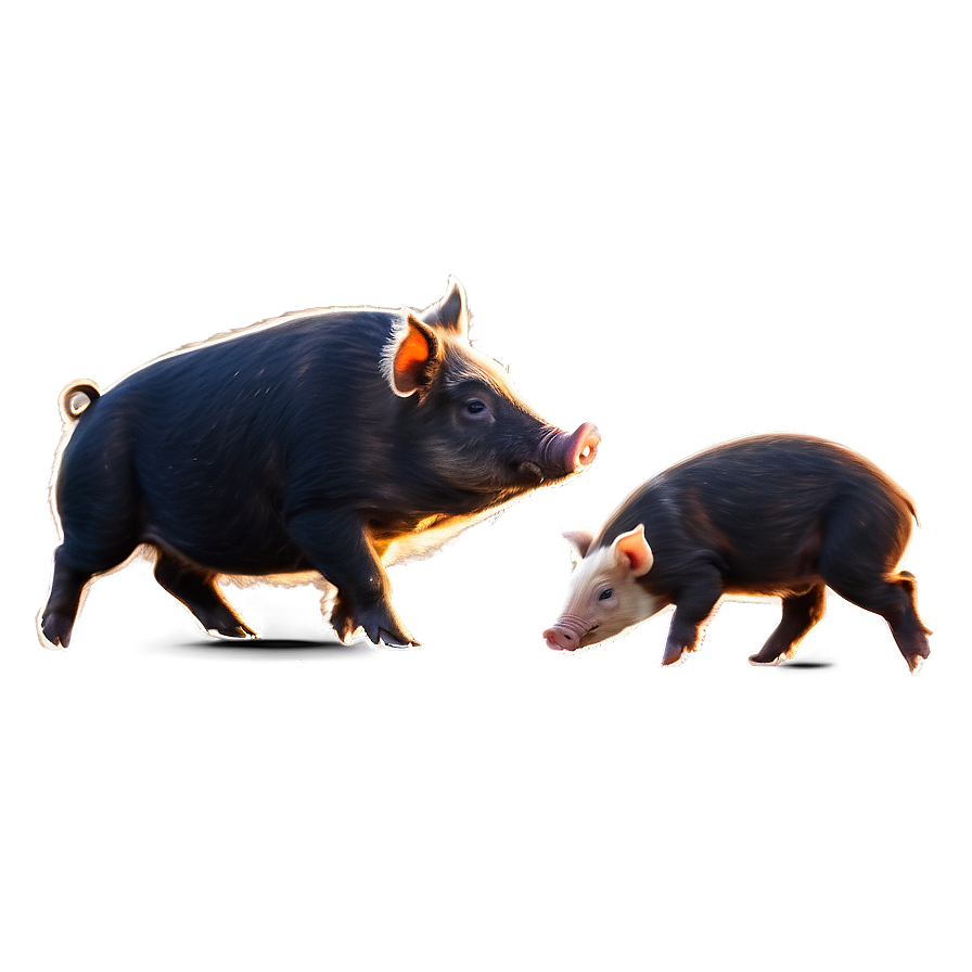 Hog With Piglets Png 06252024 PNG image
