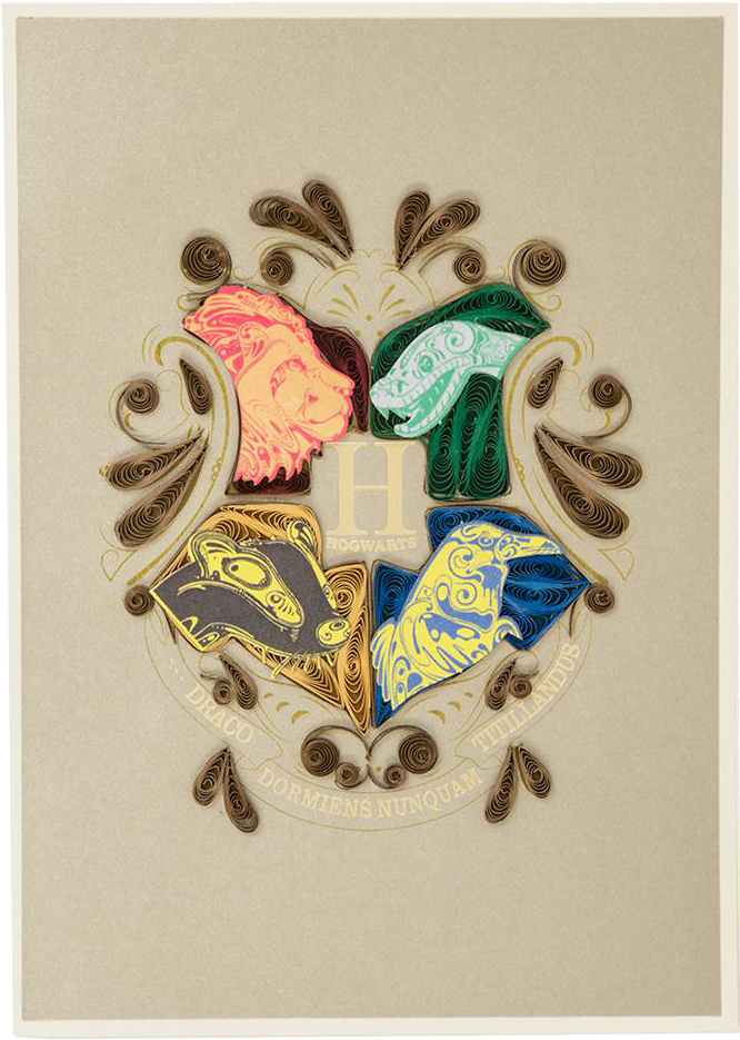 Hogwarts Crest Quilling Art PNG image