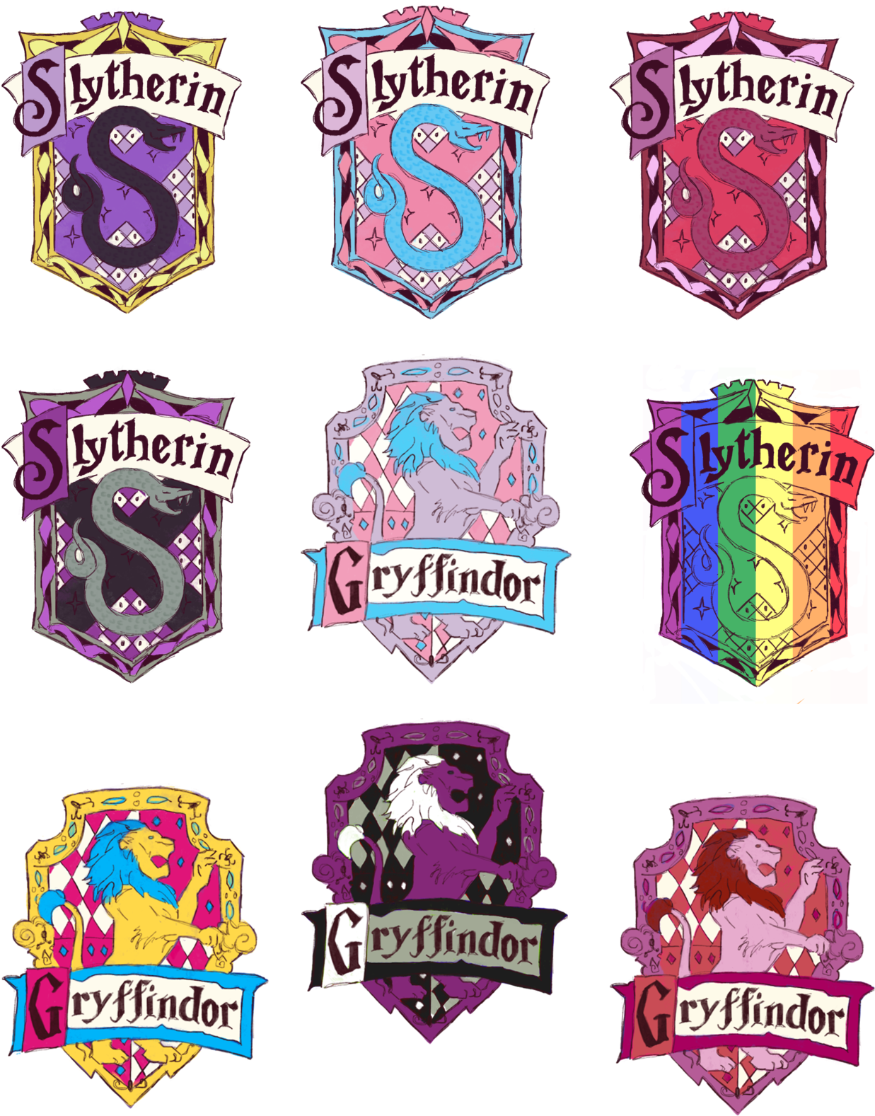 Hogwarts_ House_ Crests_ Collection PNG image