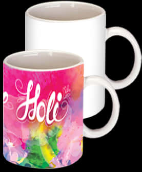 Holi Festival Colorful Mugs PNG image