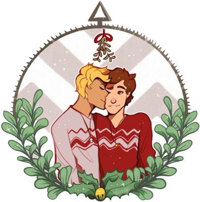 Holiday Mistletoe Kiss Cartoon PNG image