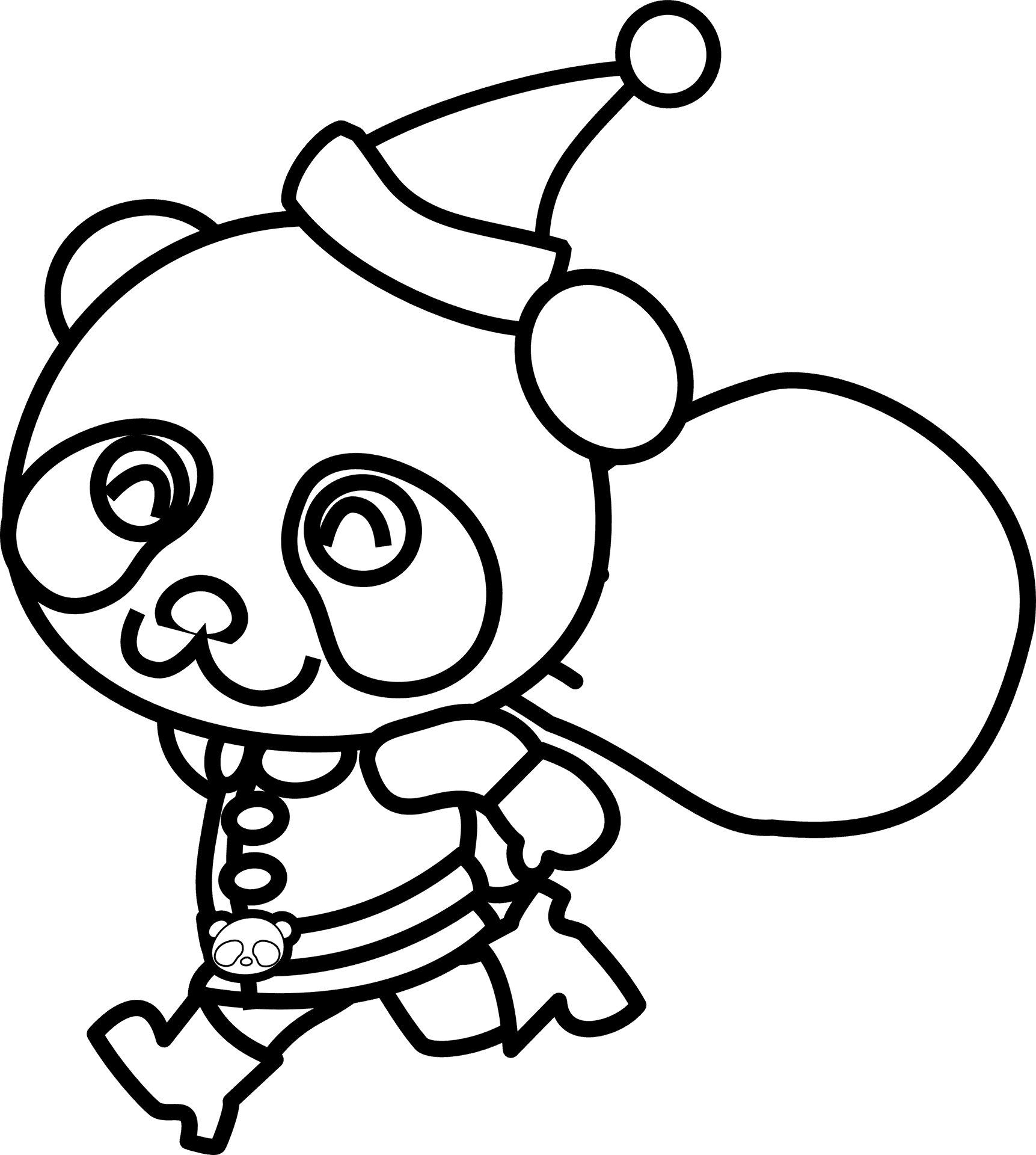 Holiday Panda Coloring Page PNG image