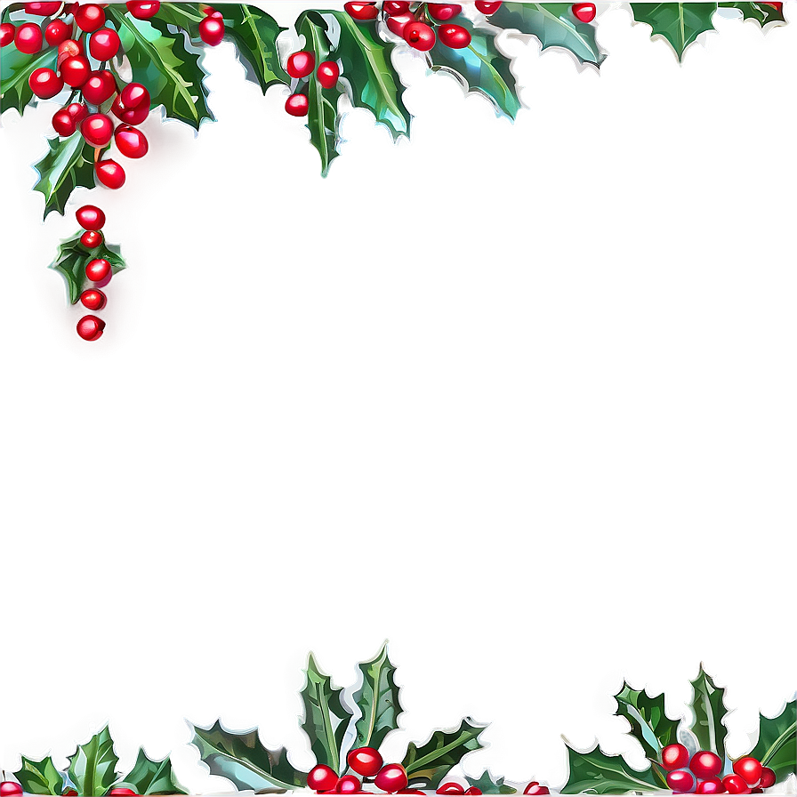 Holly And Berries Holiday Border Png 38 PNG image