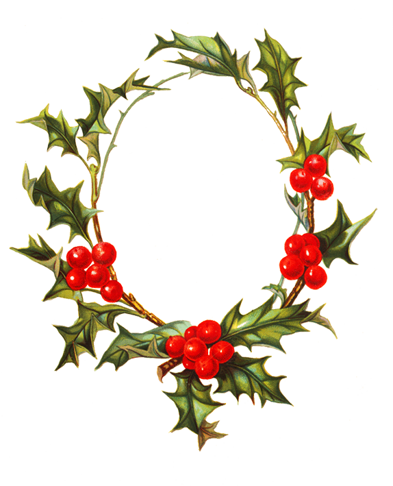 Holly Berries Christmas Frame PNG image