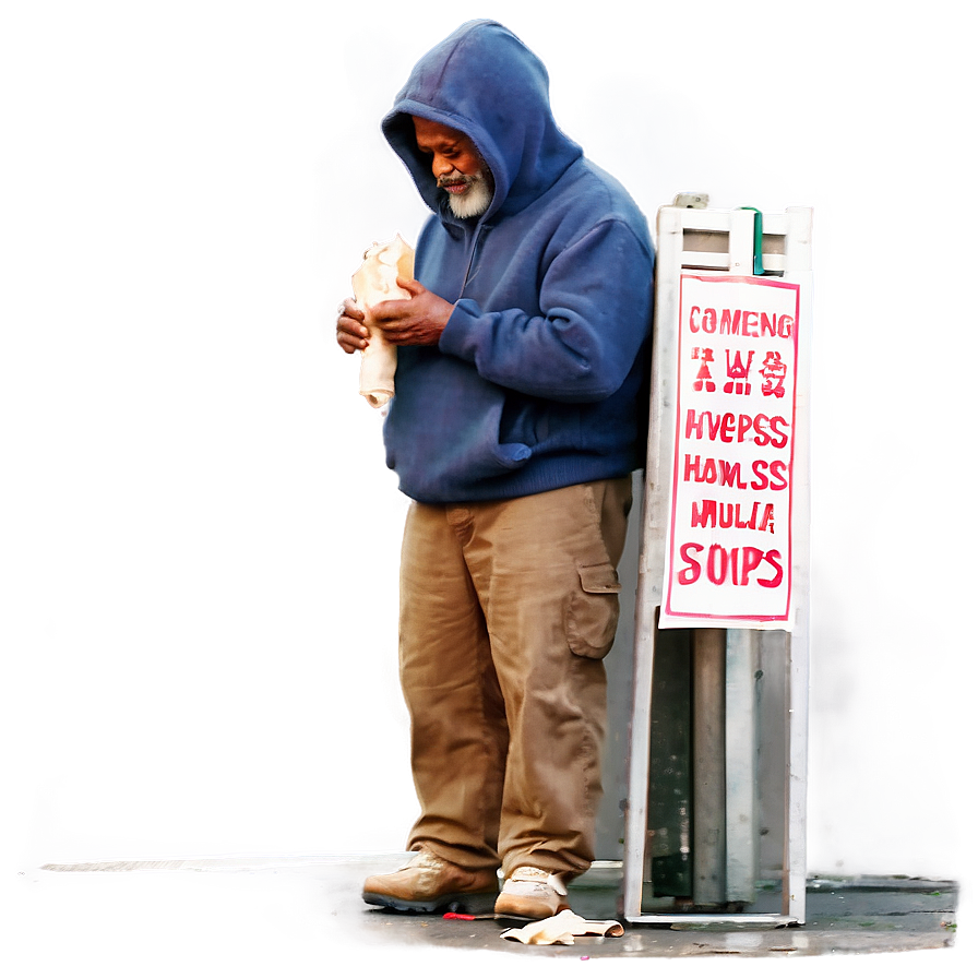 Homeless Man And Soup Kitchen Png 06132024 PNG image