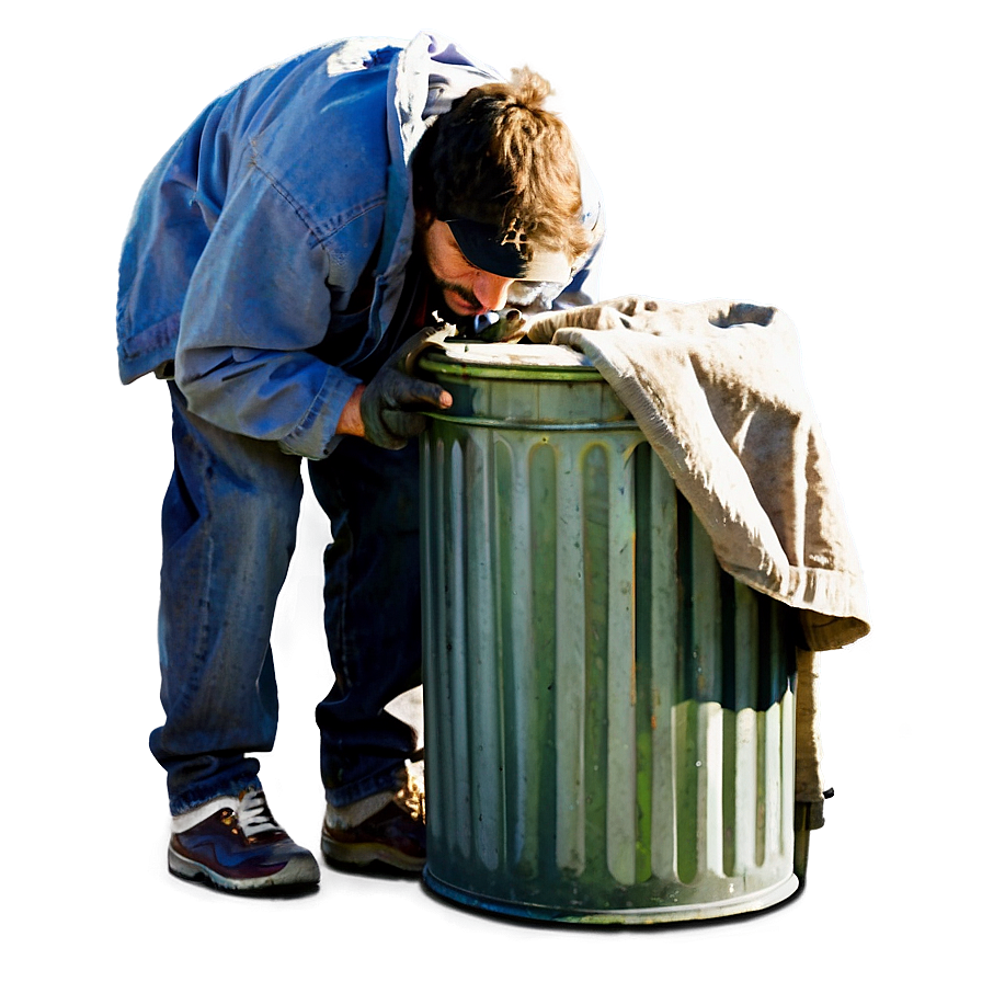 Homeless Man By Trash Can Png Bhd42 PNG image