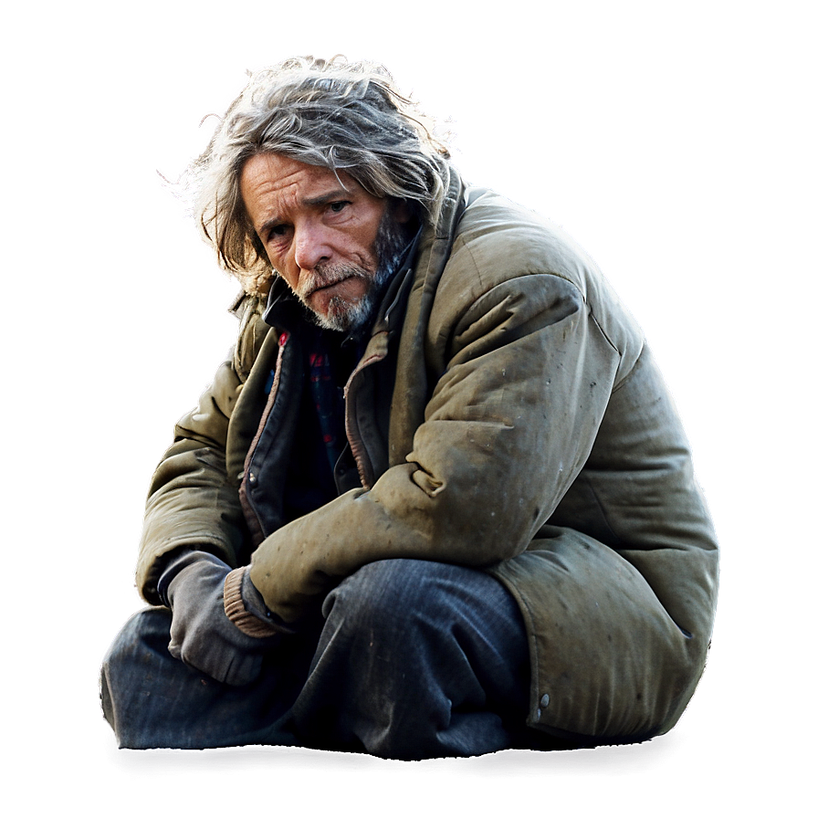 Homeless Man In Winter Png 06132024 PNG image