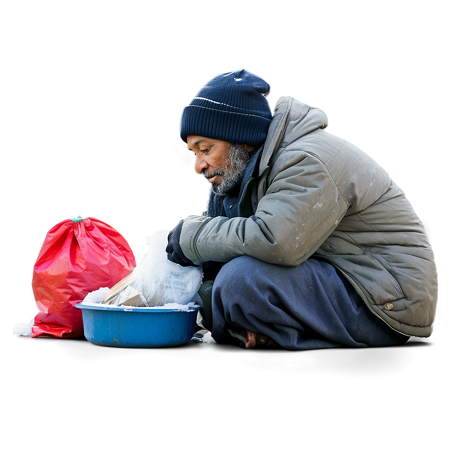 Homeless Man In Winter Png Wgb PNG image