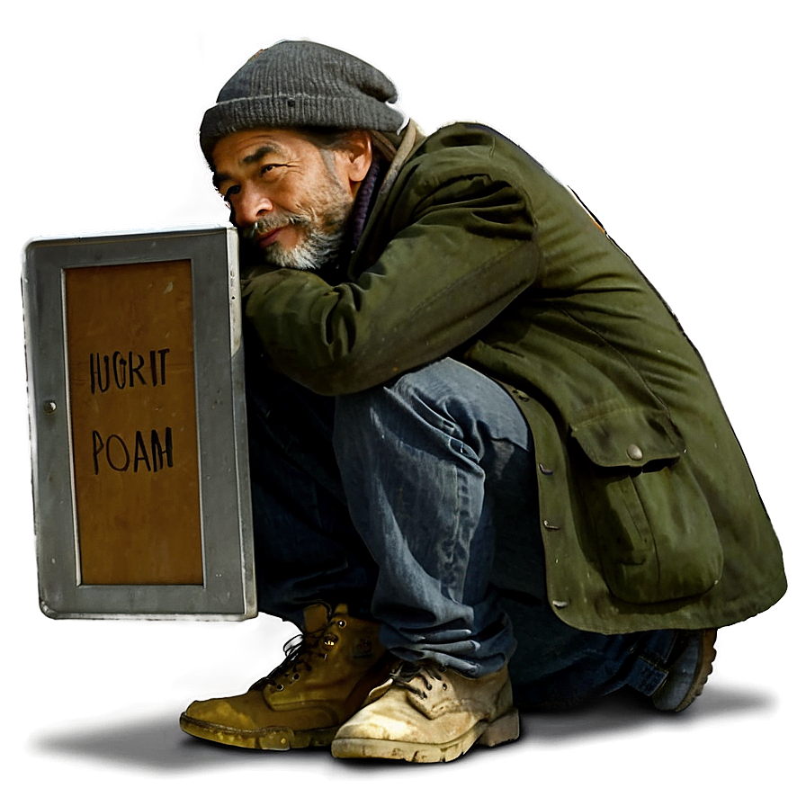 Homeless Man On Sidewalk Png Poe8 PNG image