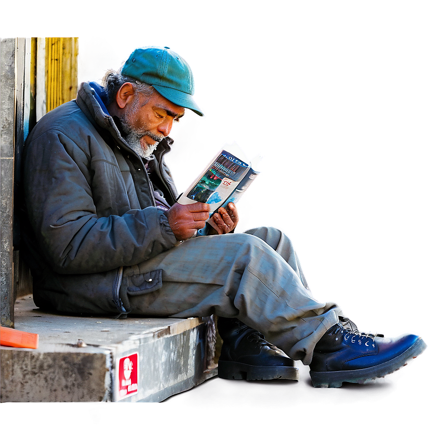 Homeless Man Reading Png Sws93 PNG image