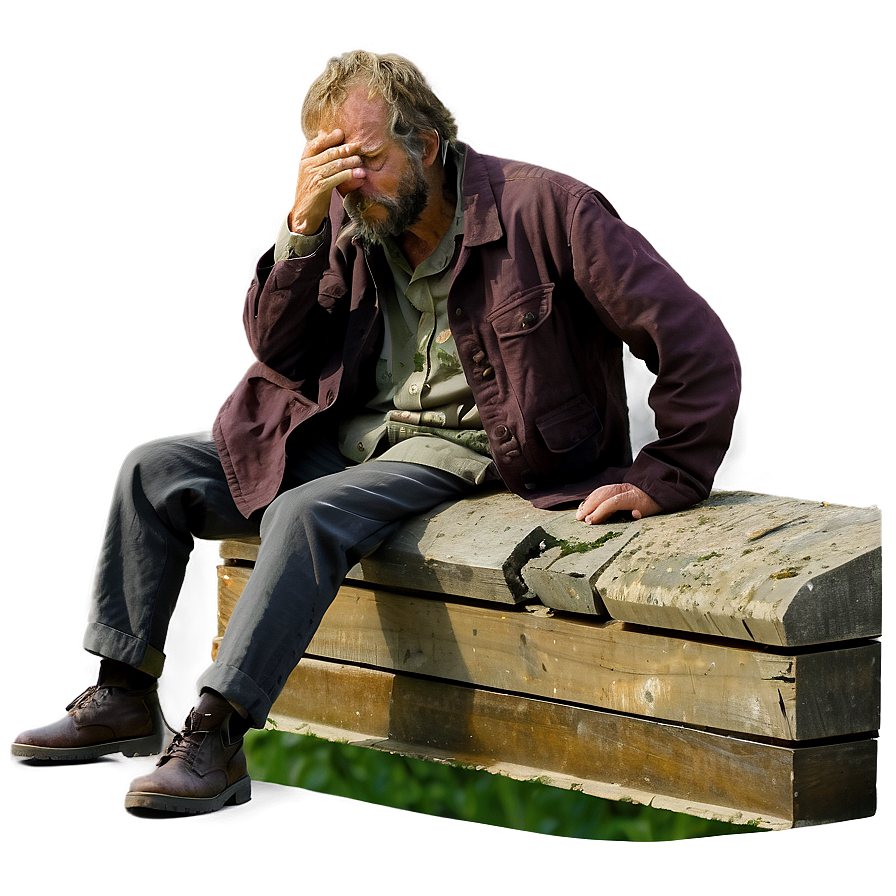 Homeless Man Sitting Png 06132024 PNG image