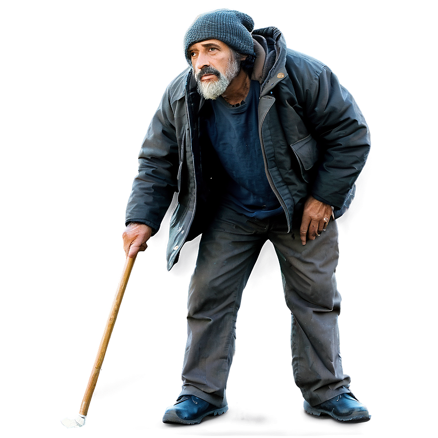 Homeless Man With Cane Png Enr PNG image