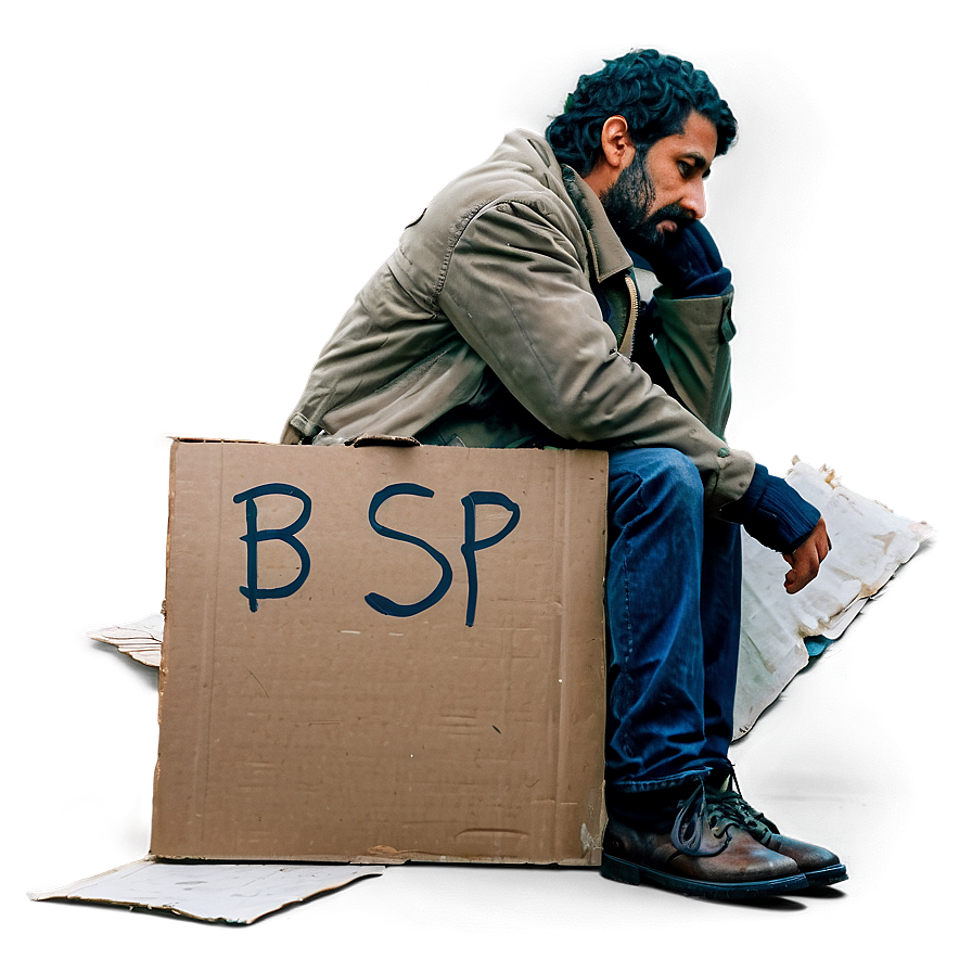 Homeless Man With Cardboard Png 42 PNG image