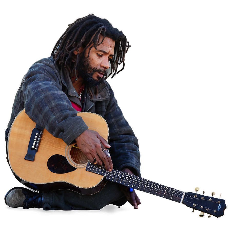 Homeless Man With Guitar Png 06132024 PNG image