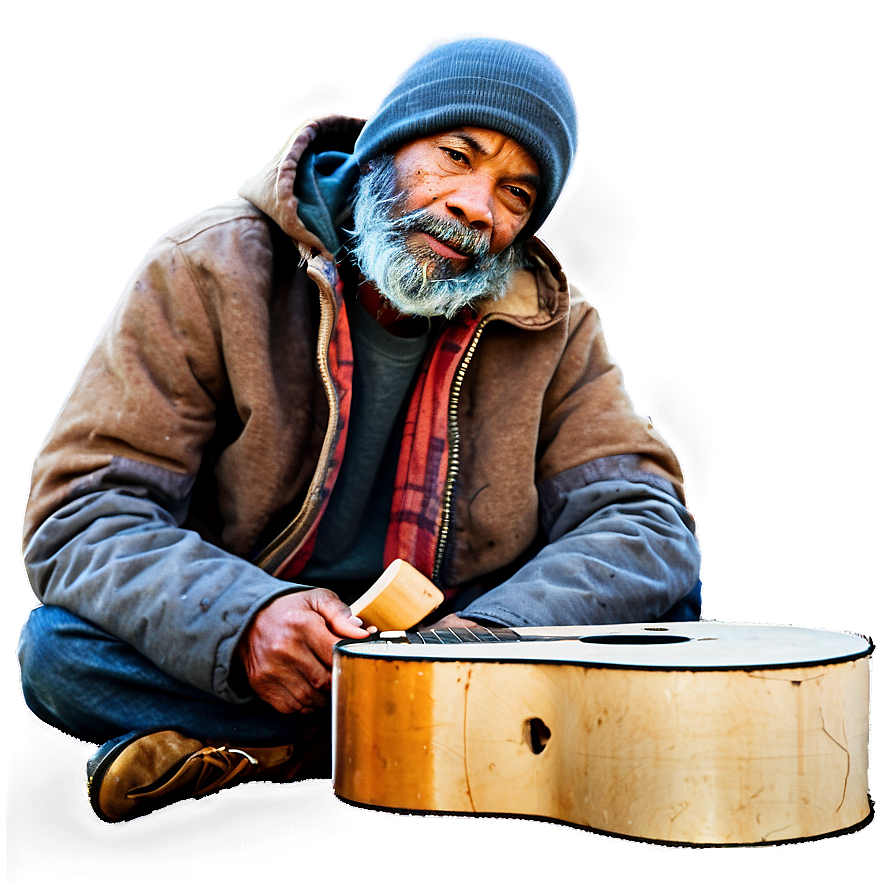 Homeless Man With Guitar Png 3 PNG image