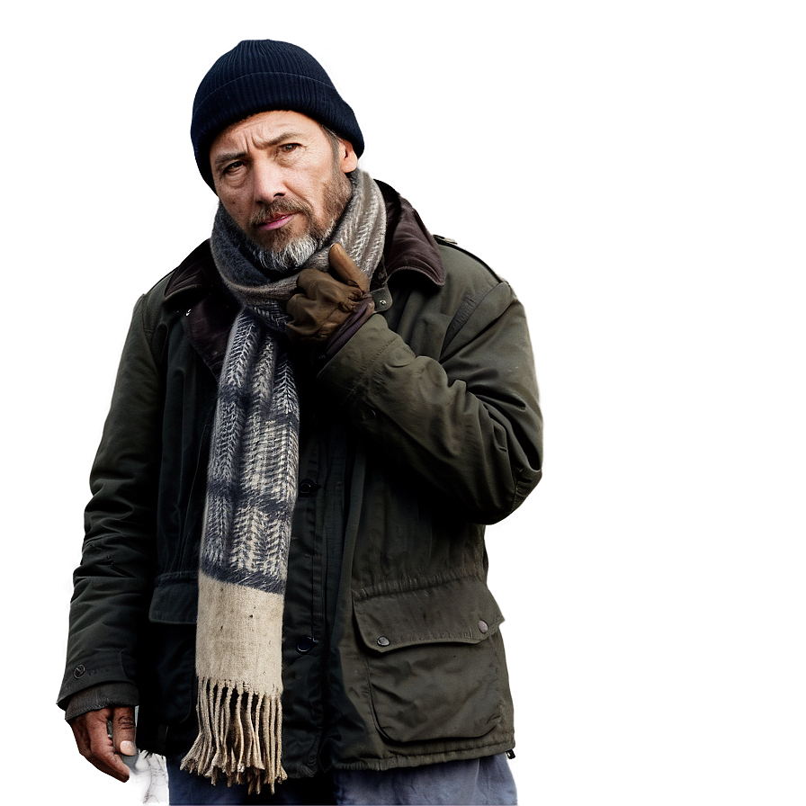 Homeless Man With Scarf Png 06132024 PNG image