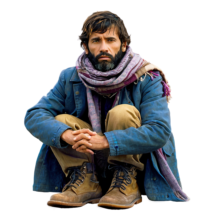 Homeless Man With Scarf Png Vwj4 PNG image