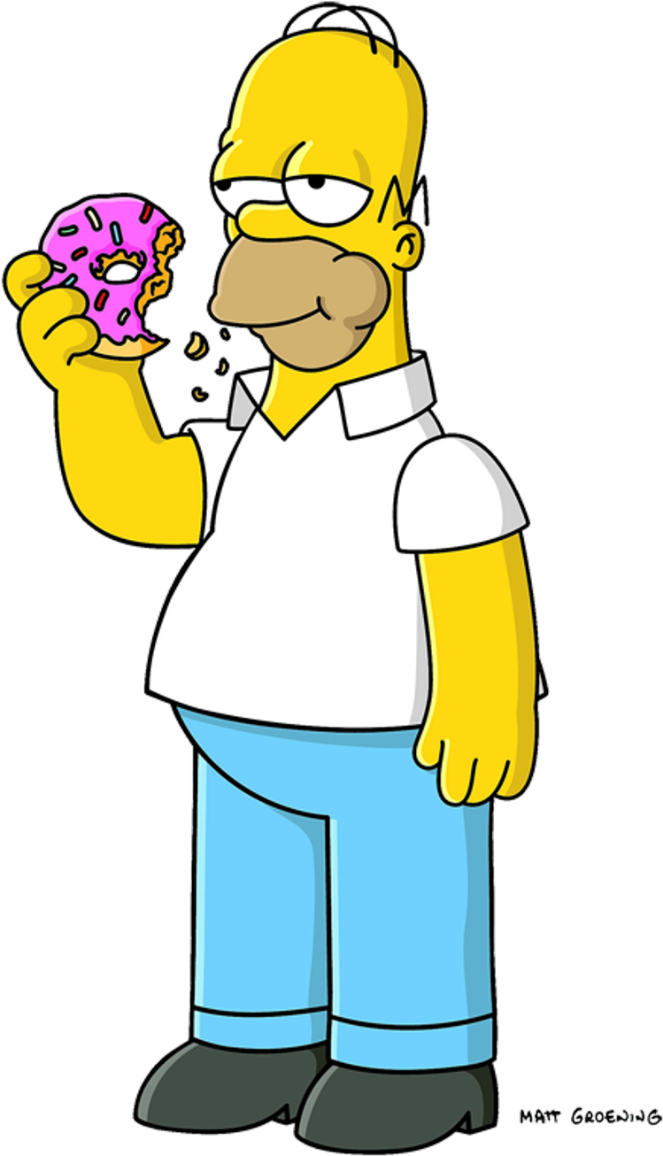 Homer Simpson Eating Donut PNG image