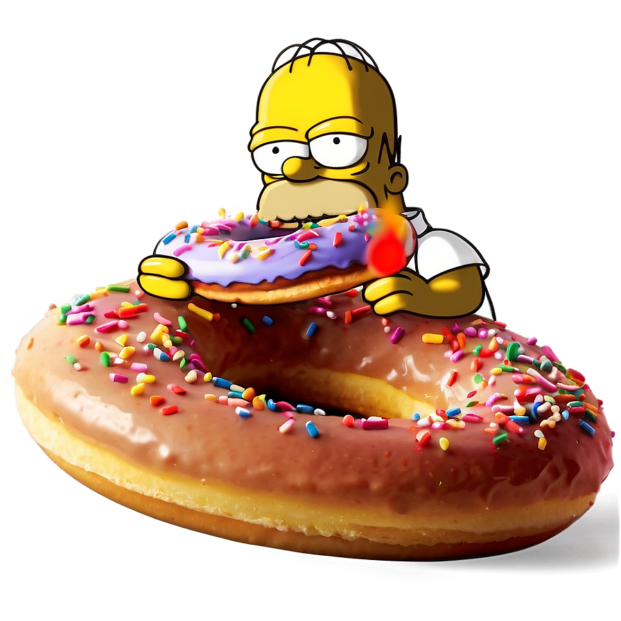 Homer Simpson Eating Donut Png Bwq PNG image