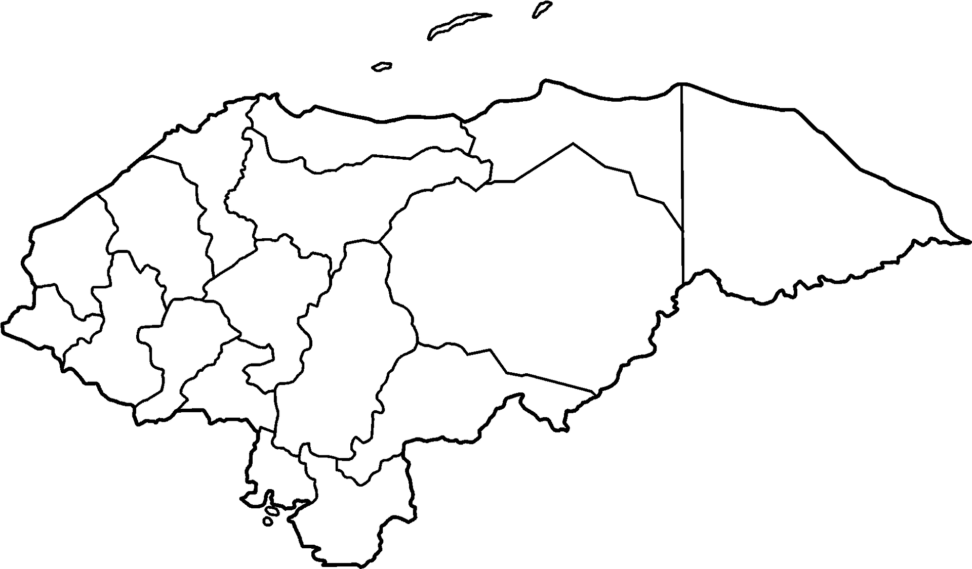 Honduras Administrative Divisions Outline PNG image
