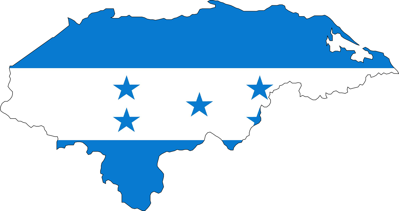 Honduras Flag Map Outline PNG image