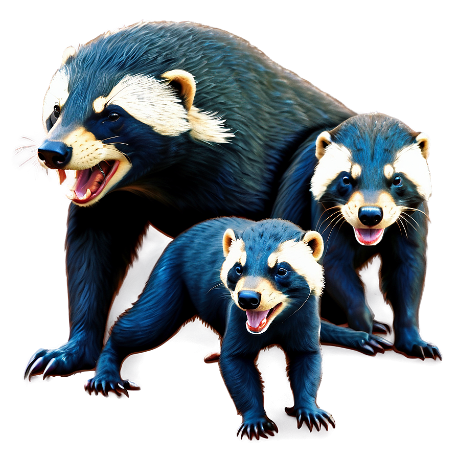 Honey Badger Family Illustration Png 06252024 PNG image