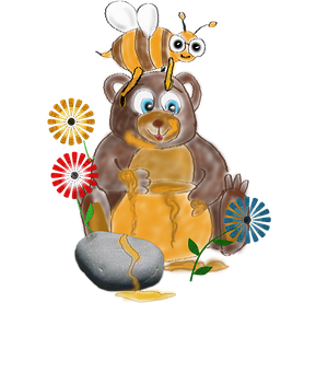 Honey Bearand Bee Fantasy PNG image