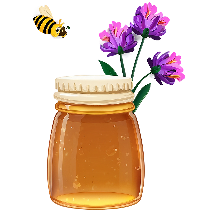 Honey Jar With Flowers Png 22 PNG image