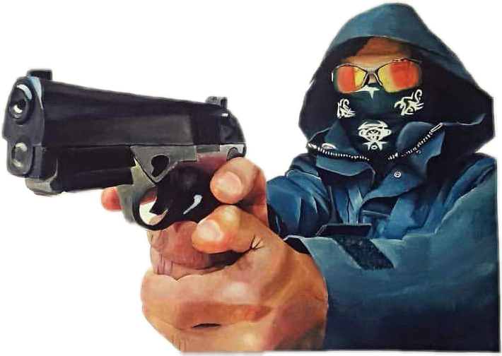 Hooded Gangster Aiming Gun PNG image