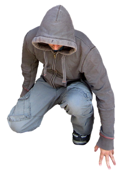 Hooded Manin Crouching Position PNG image