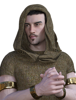 Hooded Medieval Man3 D Render PNG image