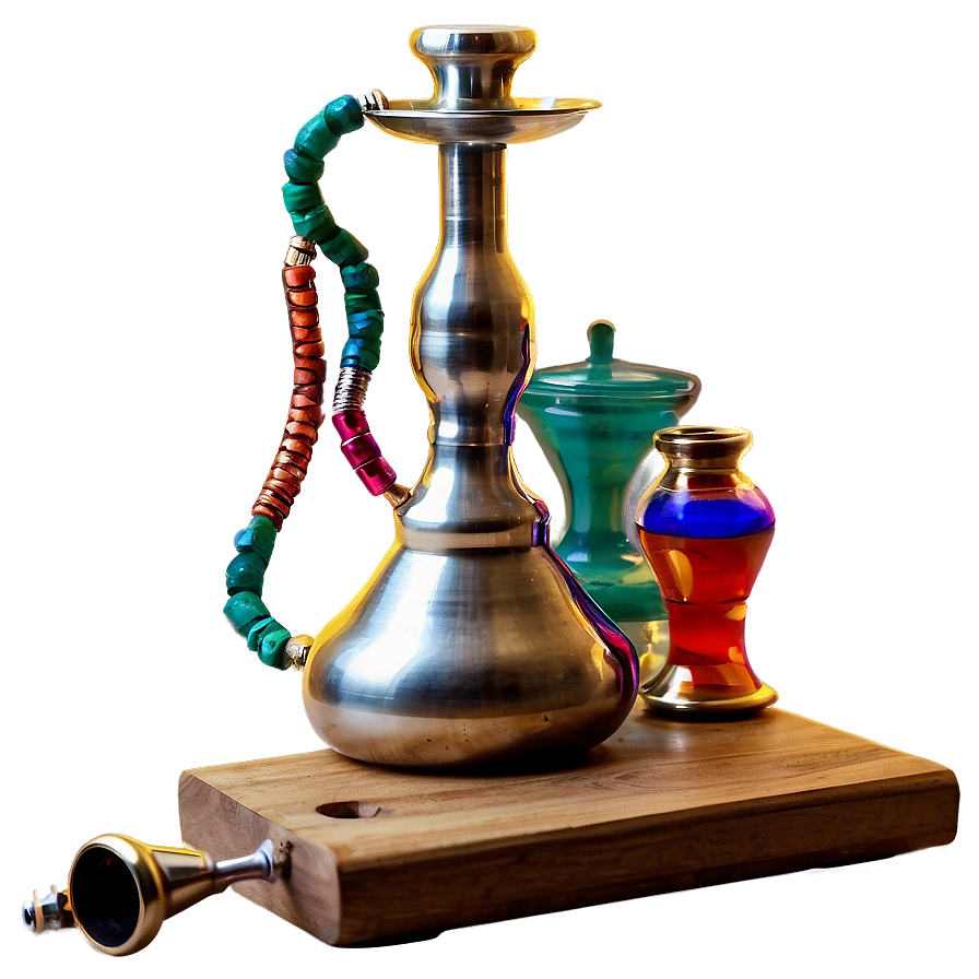 Hookah On Wooden Table Png Bwg PNG image
