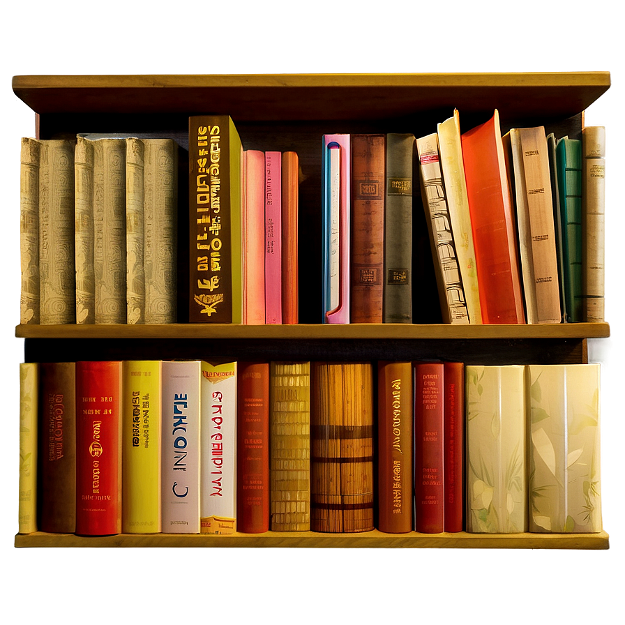 Horizontal Books On Shelf Png 06262024 PNG image