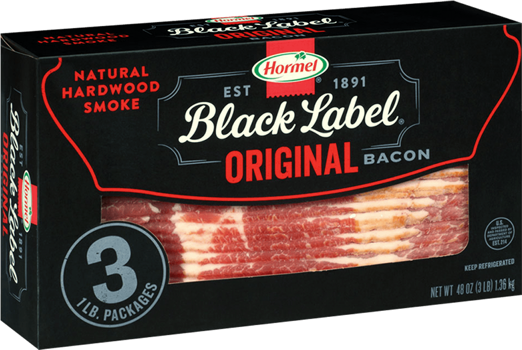Hormel Black Label Original Bacon Packaging PNG image