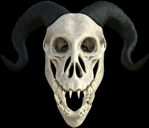 Horned Demon Skull Illustration PNG image