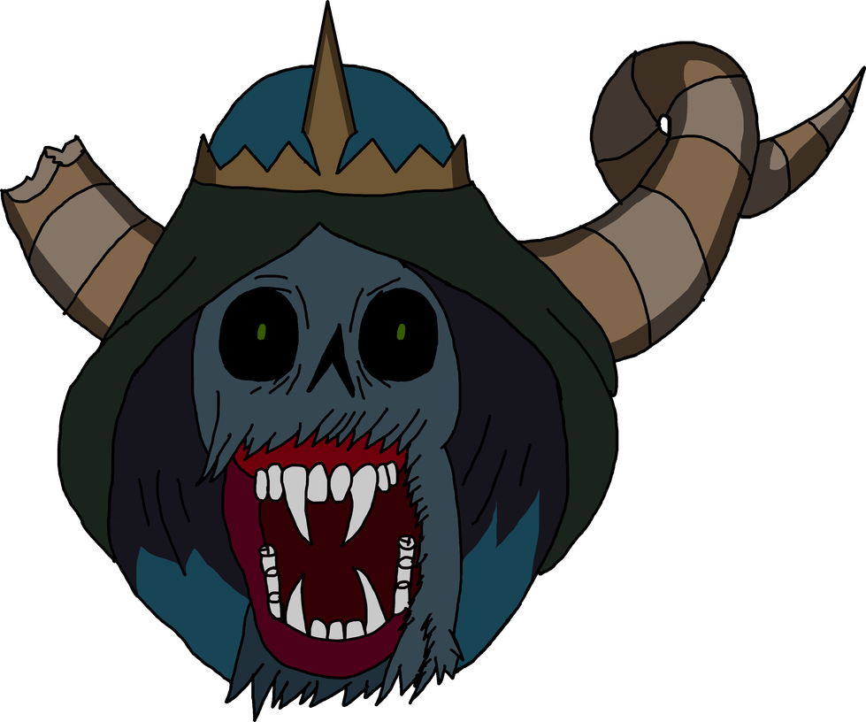 Horned Skull Adventurer Illustration PNG image
