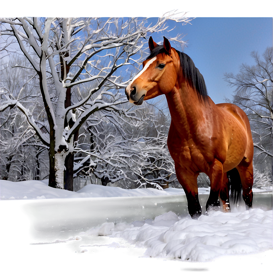 Horse In Snow Png 05032024 PNG image